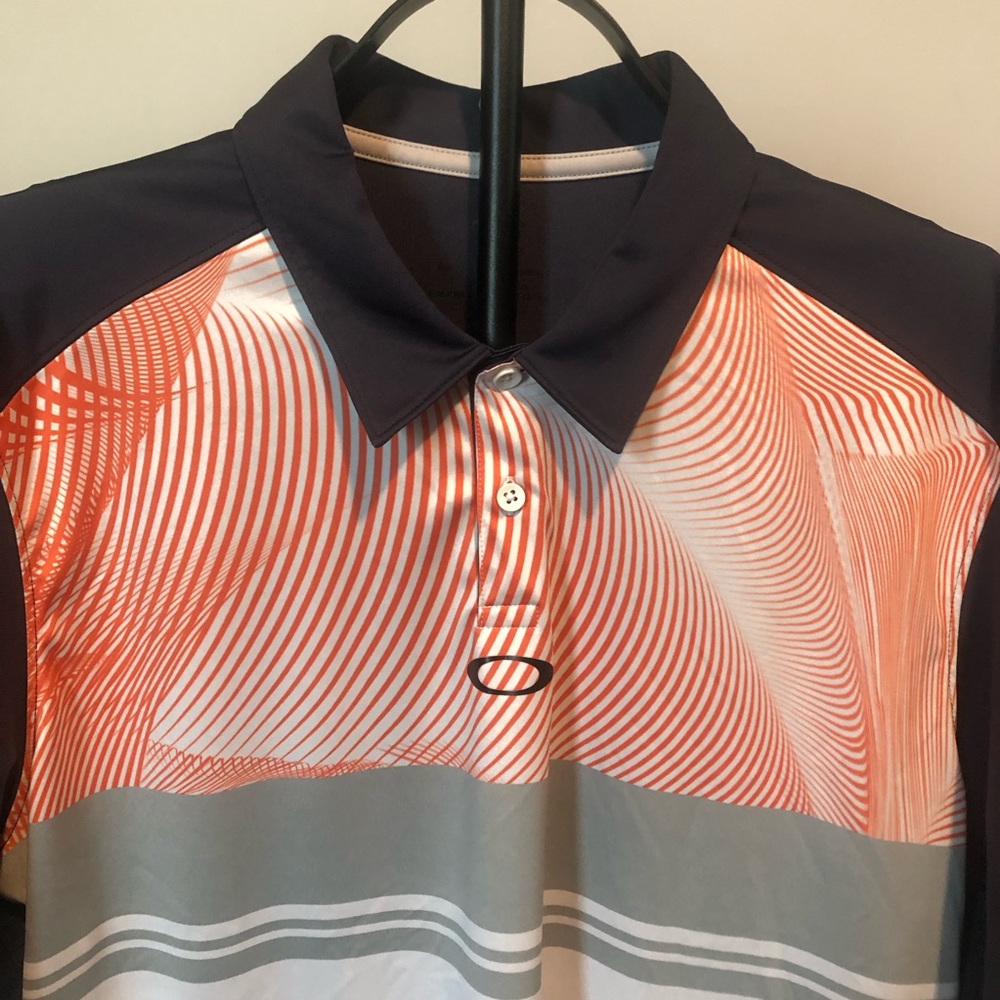 Oakley Men’s Navy, Orange and Gray Graphic Polo